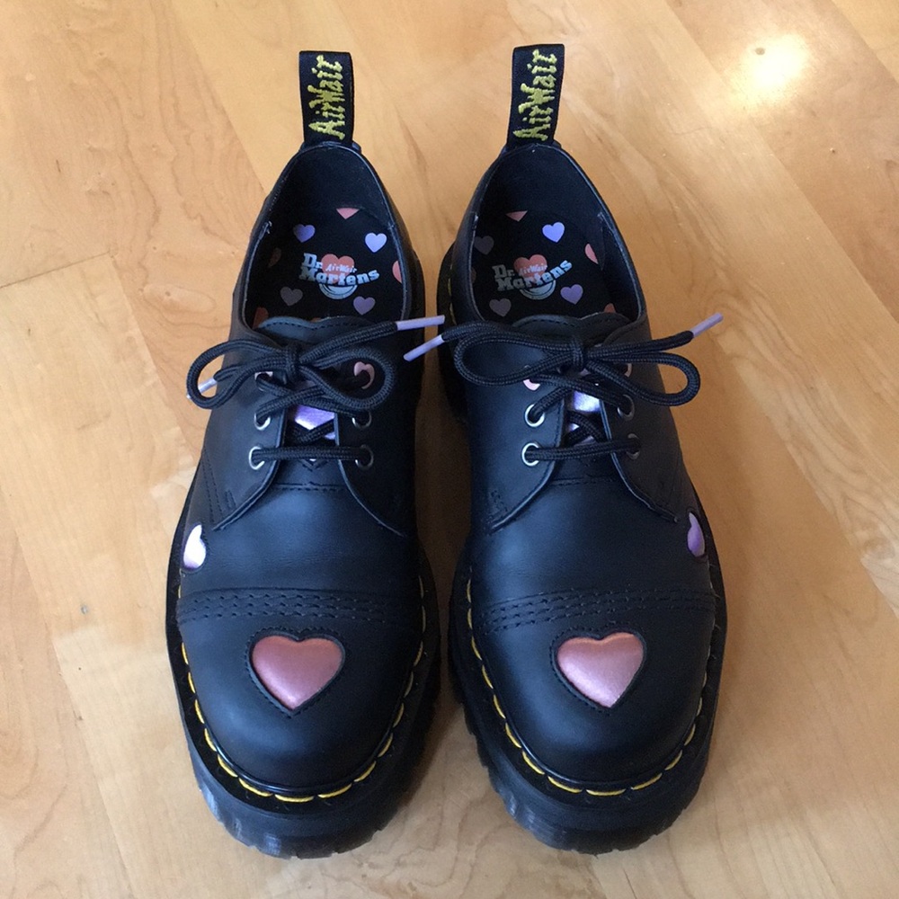 Dr. Martens 1461 Leather Heart Platform Shoes - Picture 5 of 16